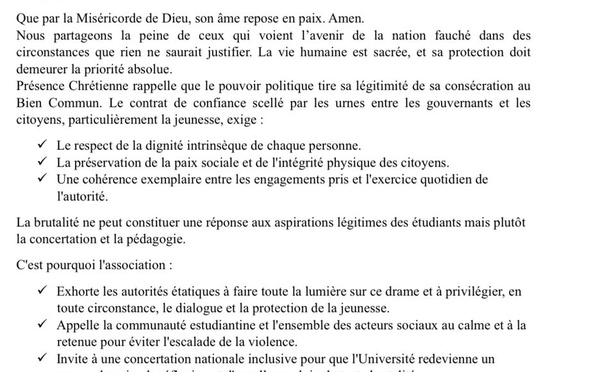SENEGAL - Présence chrétienne demande la lumière sur la mort de l'étudiant Abdoulaye Ba